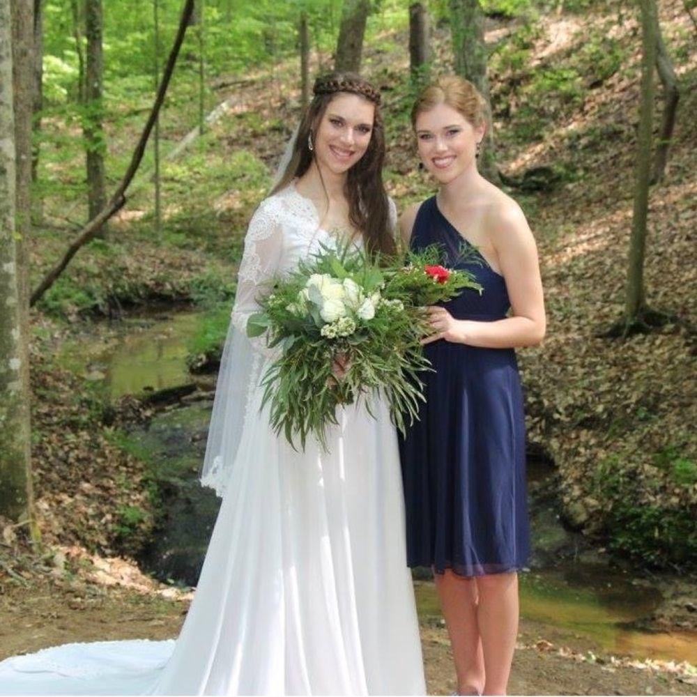 David’s Bridal Navy Bridesmaid Dress